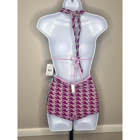 Wet Swimwear Jordan Houndstooth Bikini Top & Bikini Bottom Set Purple Small NWT - Picture 5 of 7